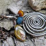 *SOLD* Spiral necklace oxidized sterling silver - Autumn breeze