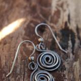 *SOLD OUT* Rustic sterling silver spiral dangles 