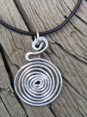 *SOLD OUT* Your journey - Handmade sterling silver swirl pendant leather cord *SOLD OUT* Your journey - Handmade sterling silver swirl pendant leather cord