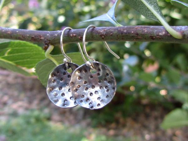*SOLD OUT*Sterling silver earrings handmade hammered - Tiny rain bowls