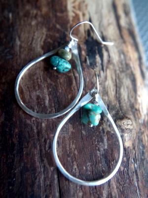 Teardrop shaped hoops - Oregon Rain drops (turquoise)