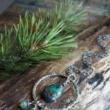 Sterling Silver necklace with Moss Agate and Turquoise