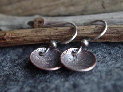 *SOLD OUT* Folklore pattern copper and sterling silver earrings