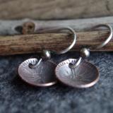 *SOLD OUT* Folklore pattern copper and sterling silver earrings