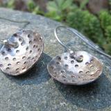 *SOLD OUT*Sterling silver earrings handmade hammered - Tiny rain bowls