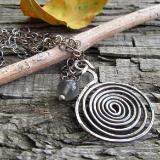 *SOLD OUT* Spiral necklace oxidized sterling silver grey moonstone - Petroglyph