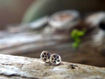 Sterling silver post earrings - Teeny rain bowls