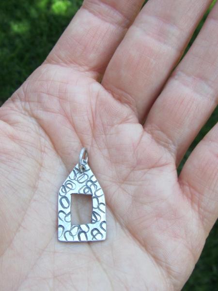 *SOLD OUT* The cabin - Handmade sterling silver pendant, stamped and oxidized