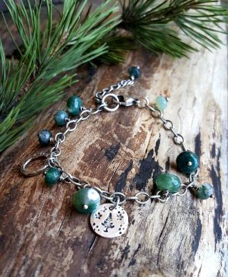 Woodland - Sterling Silver Moss Agate bracelet 